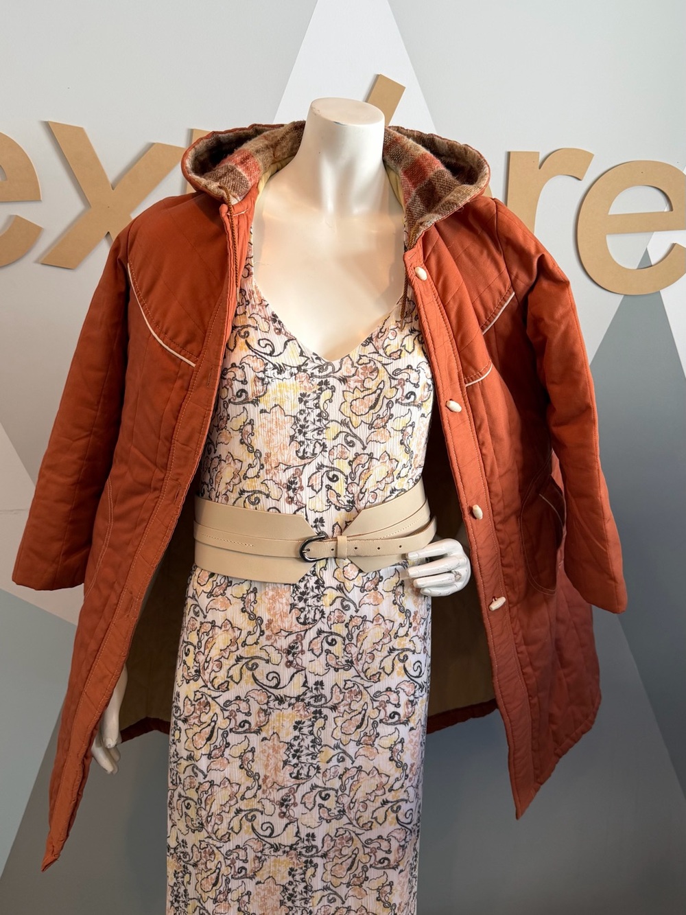 Vintage 70s JCP Rust Quilted Winter Barn Parker Women's Coat